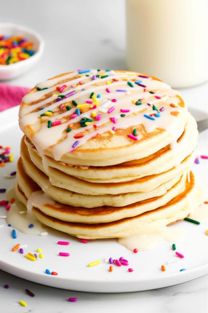 Funfetti® Pancakes with Vanilla Cream Sprinkle Sauce