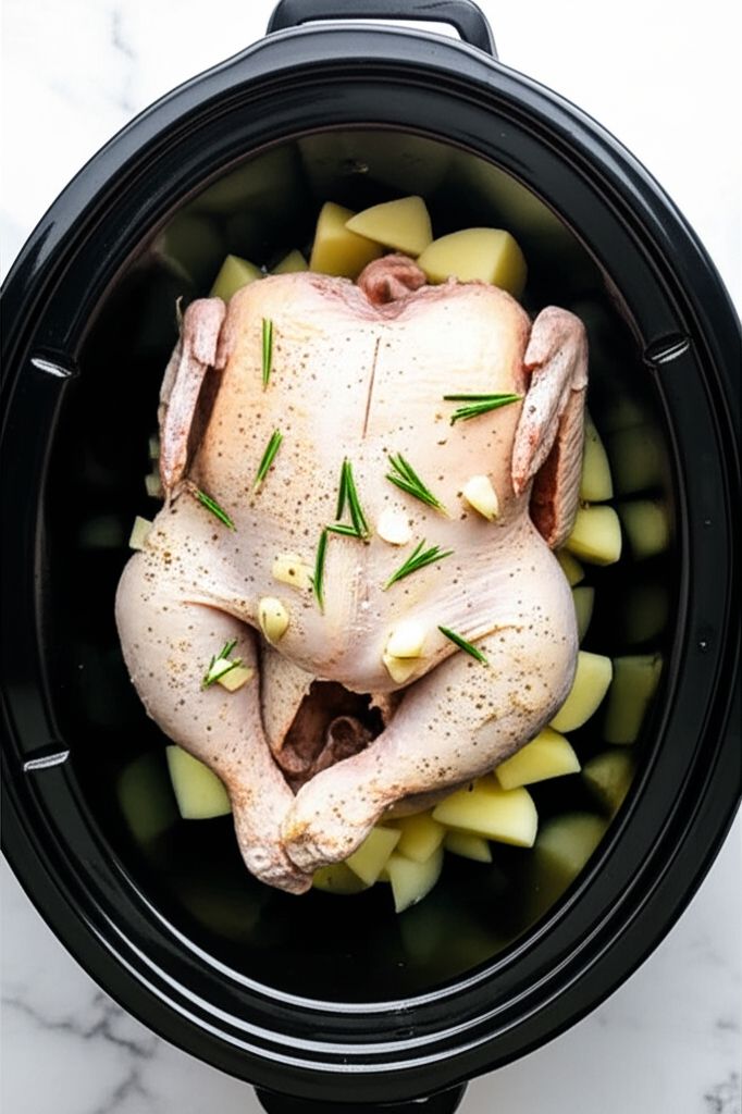 Garlic-Rosemary Slow Cooker Whole Chicken