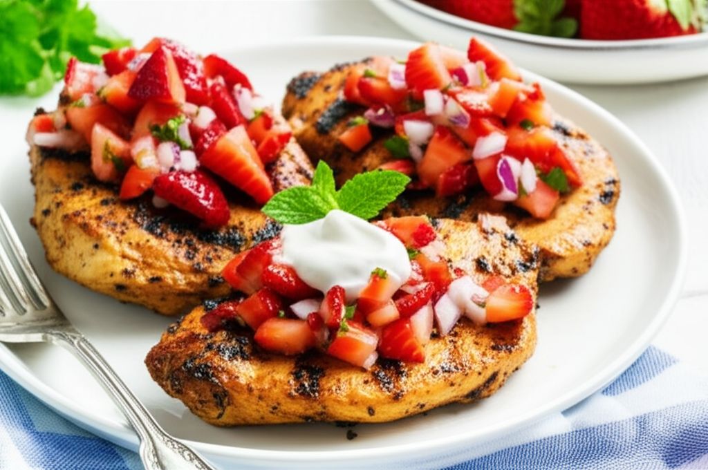 Grilled Chicken Breasts with Fresh Strawberry Salsa