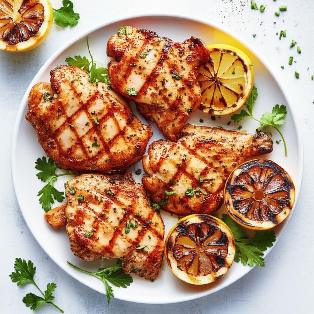 Grilled Lemon-Garlic Chicken Thighs with Herbs