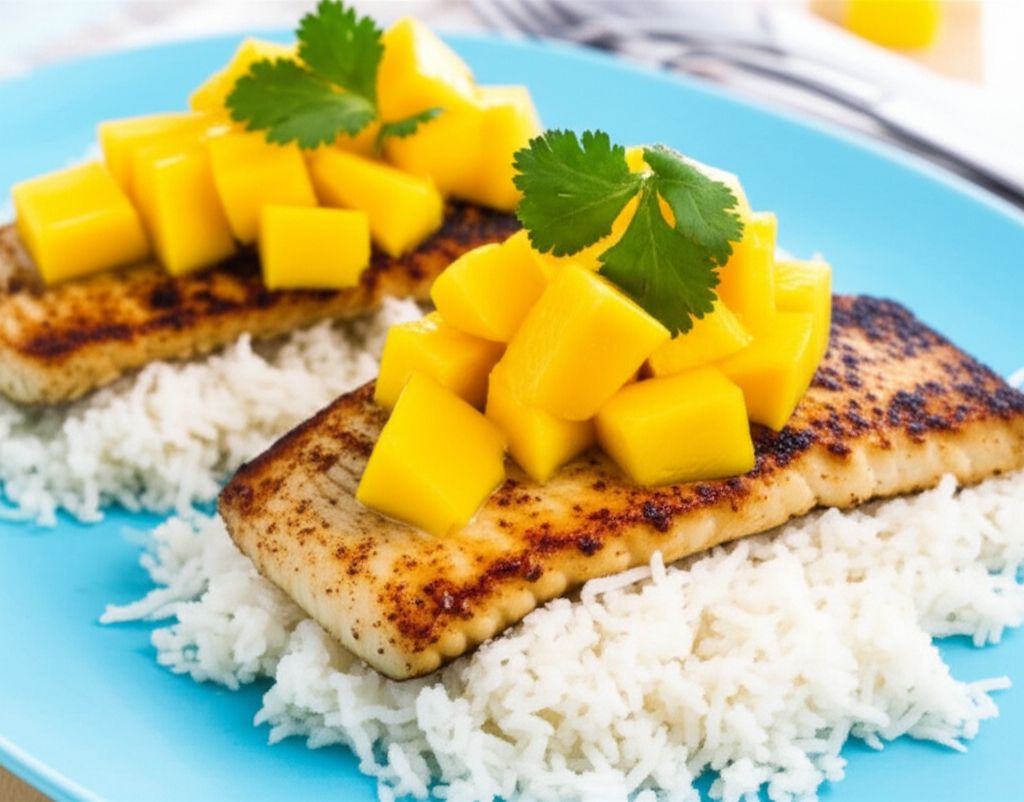 Mahi Mahi with Coconut Rice and Mango Salsa