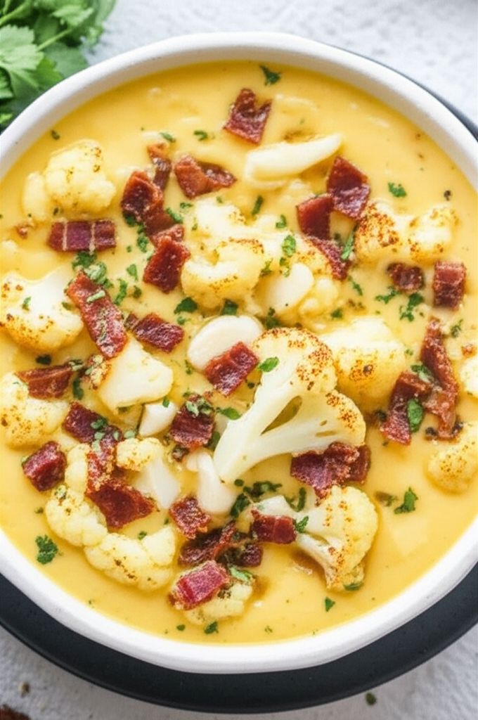 Roasted Cauliflower and Pancetta Soup