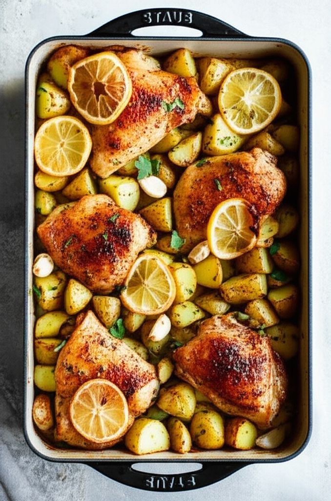 Roasted Lemon Chicken Thighs with Potatoes