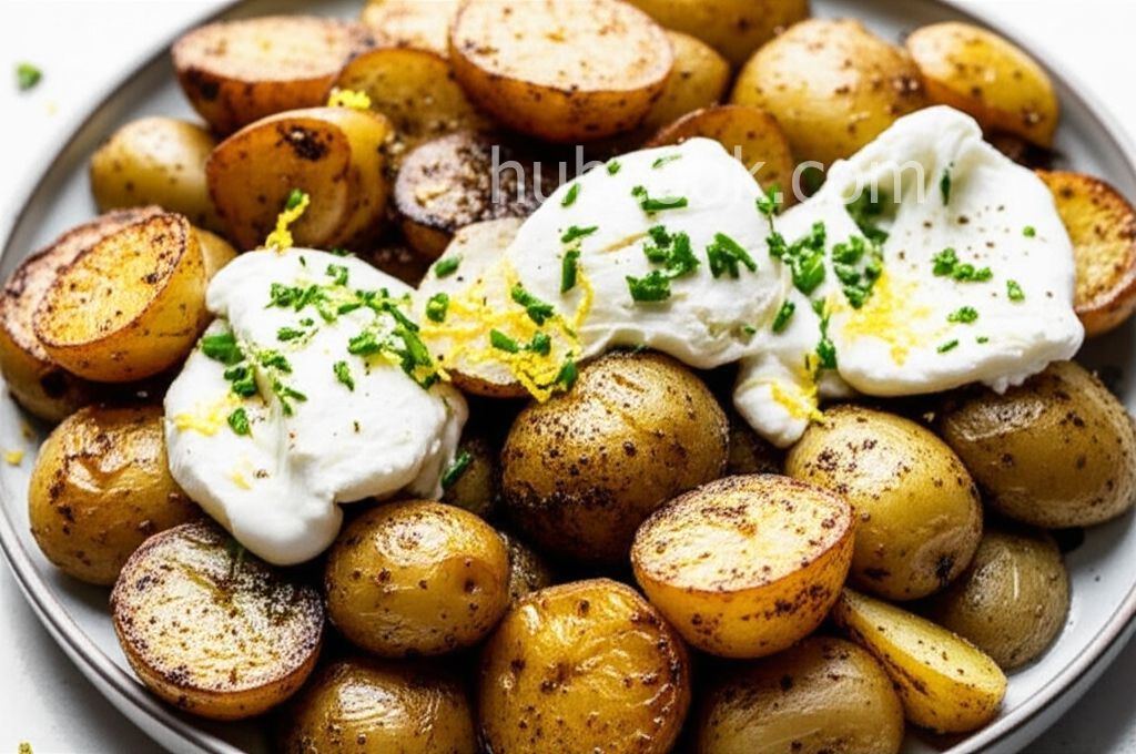 Roasted Mixed Potatoes with Fresh Herbs and Burrata