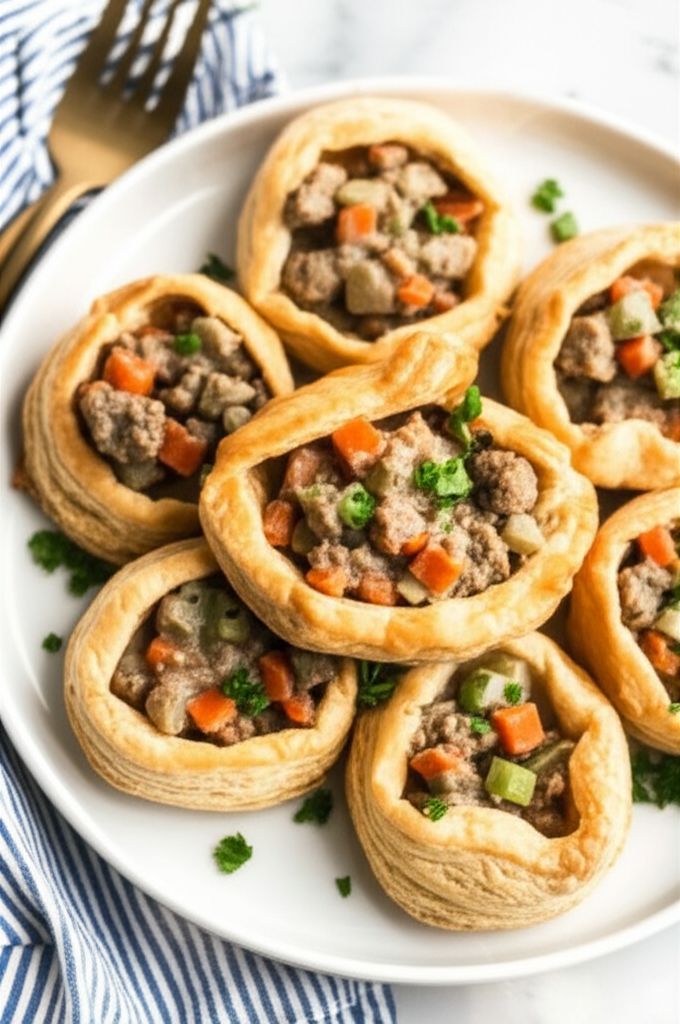 Sausage and Chicken Puff Pastry Shells