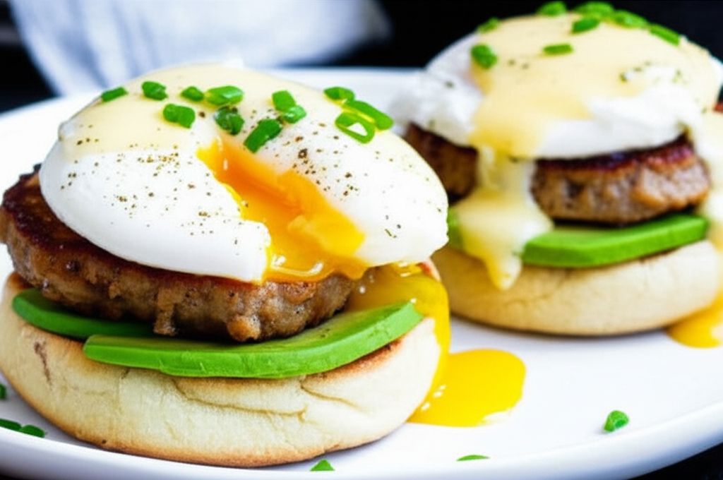 Sausage Avocado Benedict with White Cheddar Hollandaise