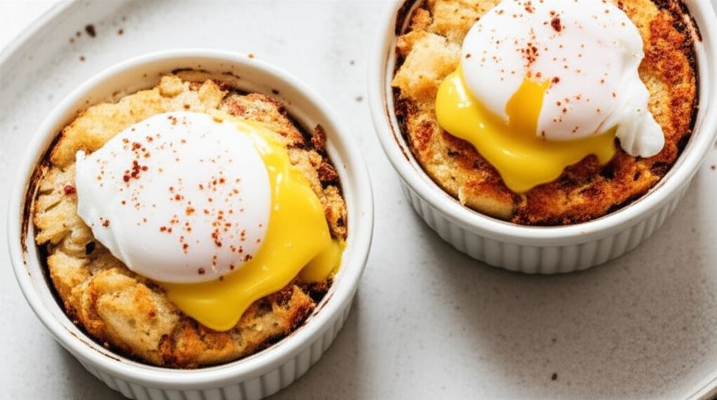 Savory Bacon and Crab Bread Pudding Eggs Benedict