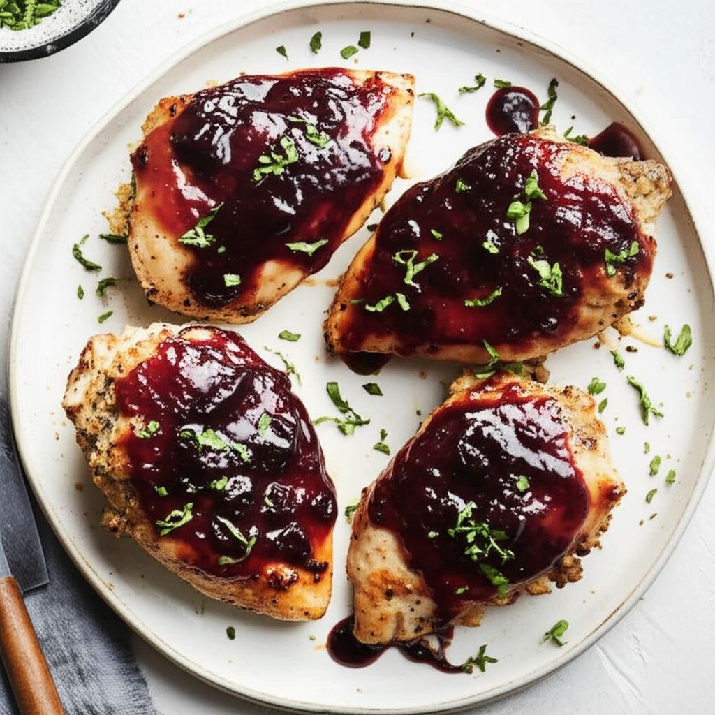 Savory Stuffed Chicken Breast with Plum Glaze