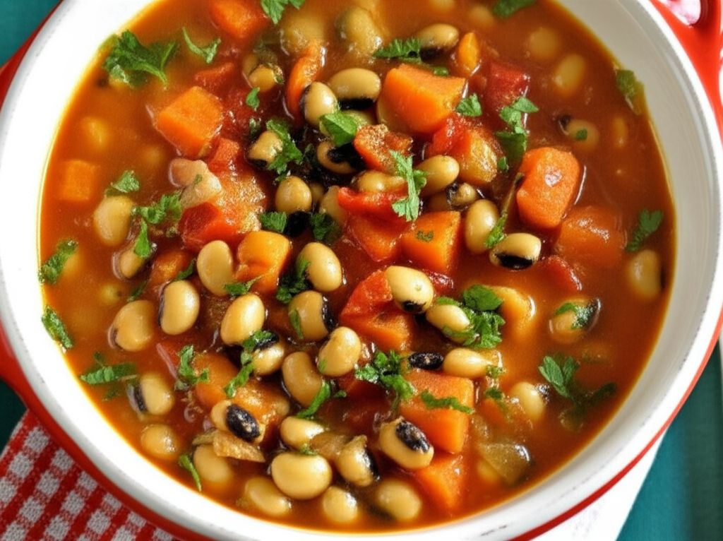 Sweet and Spicy Soup with Black-Eyed Peas and Sweet Potato
