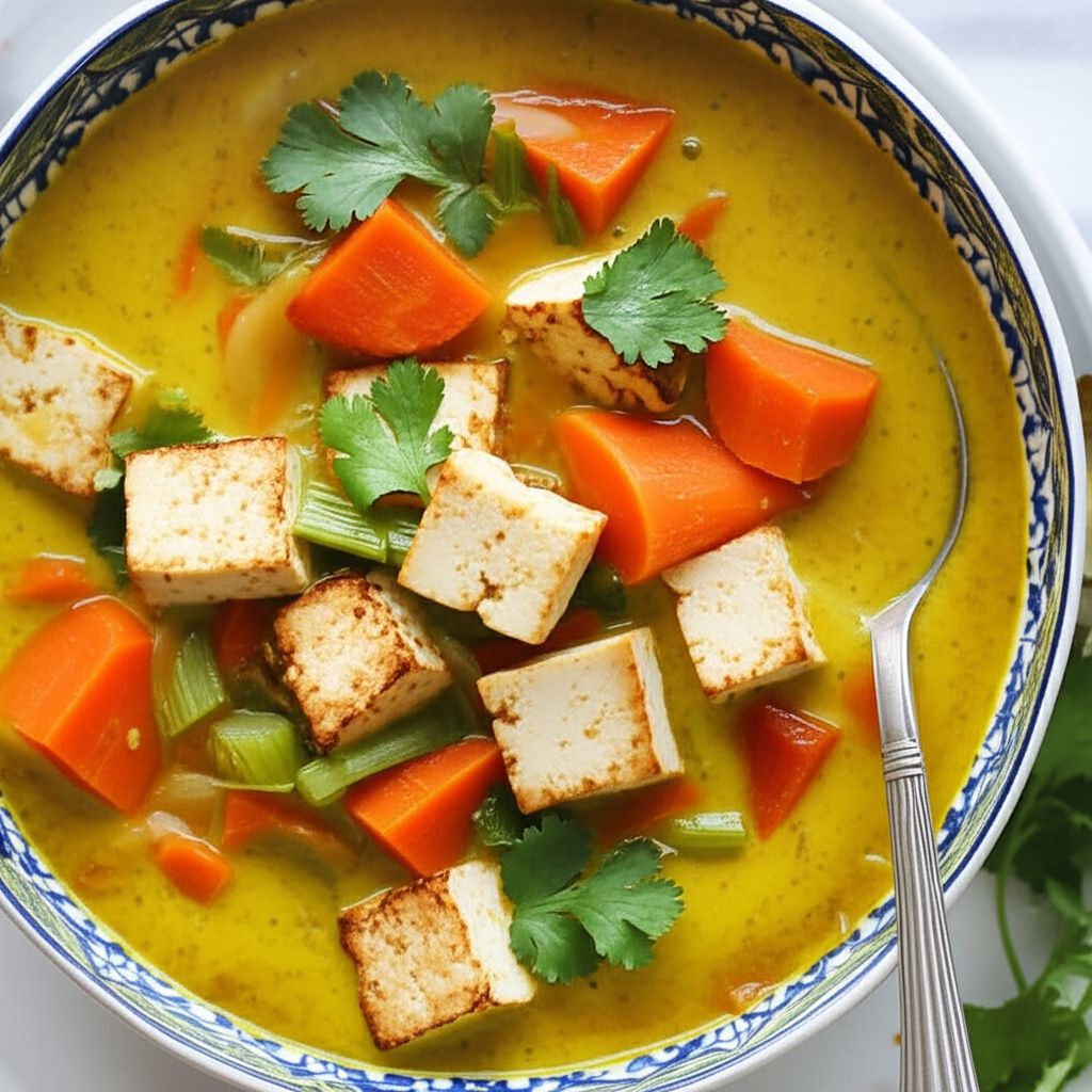 Vegetable Tofu Soup with Lemongrass and Coconut Milk