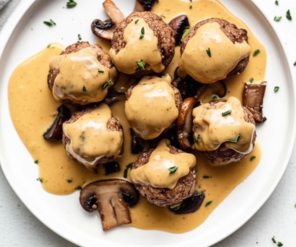 Venison Meatballs with Creamy Mustard Sauce