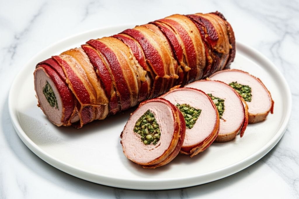 Bacon-Wrapped Cranberry Walnut Pork