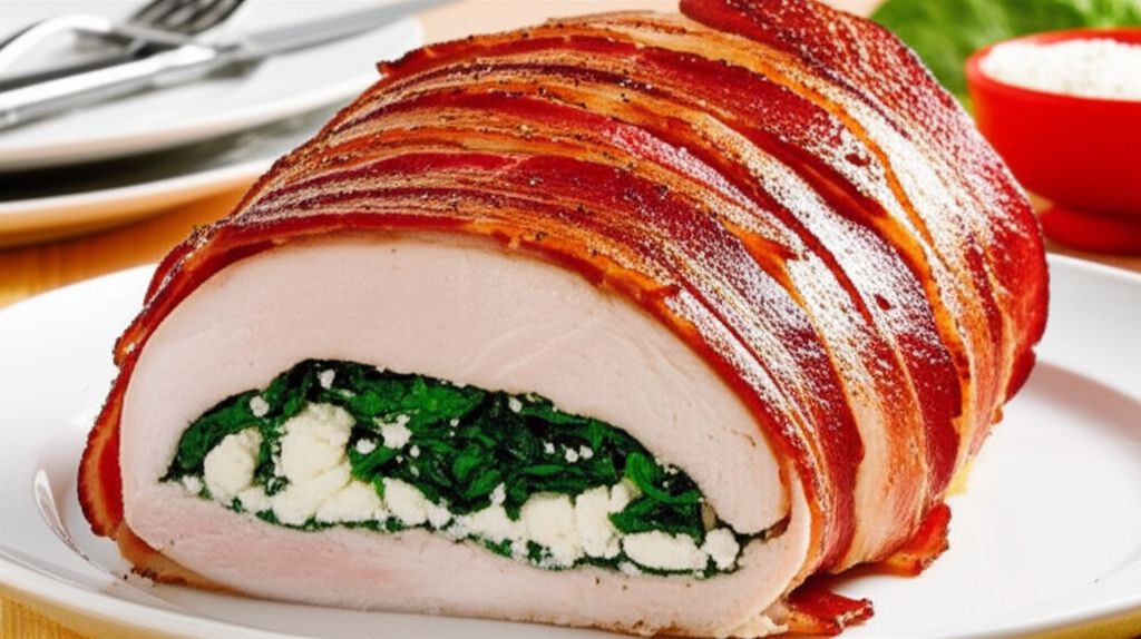 Bacon-Wrapped Turkey Breast Stuffed with Spinach and Feta
