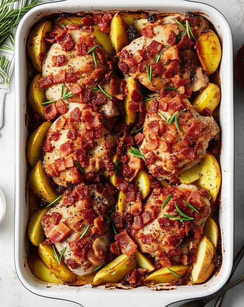 Baked Chicken, Potato, and Bacon Casserole