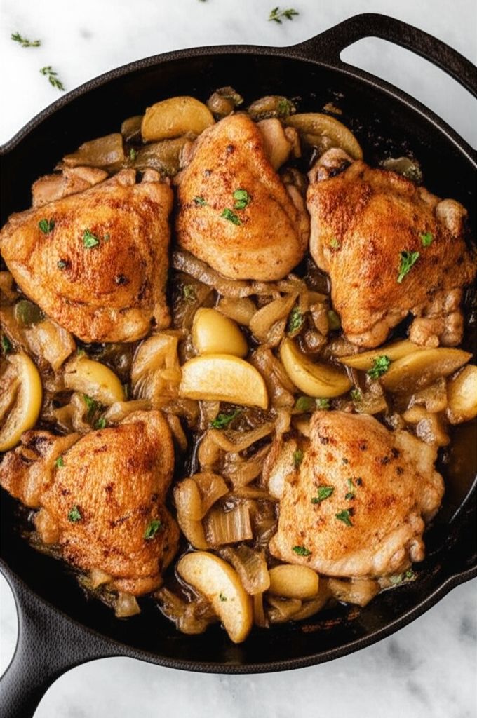 Baked Chicken Thighs with Apples and Onions