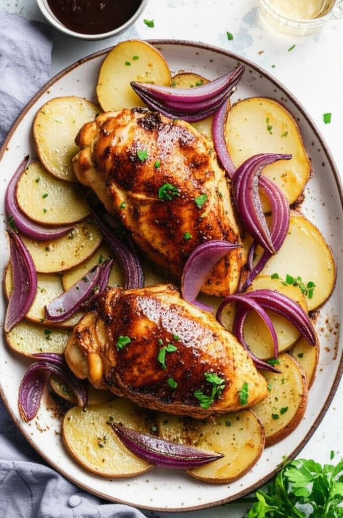 Balsamic Chicken with Red Onions and Potatoes