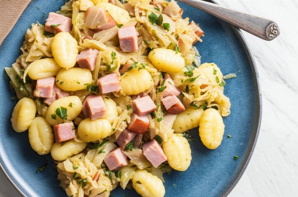 Cabbage and Noodles with Ham