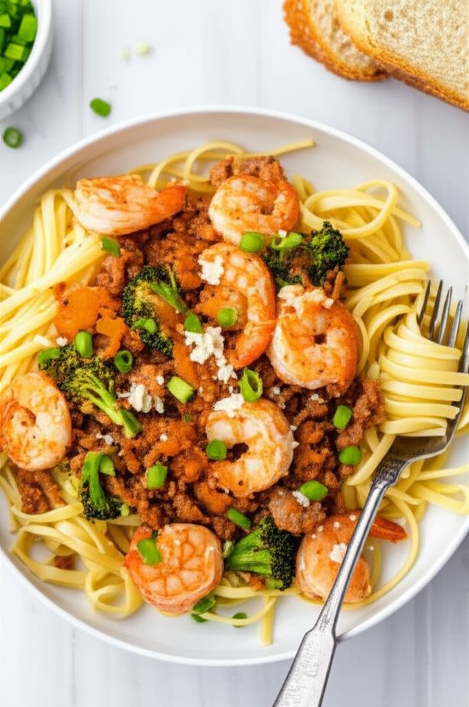 Cajun Chicken, Shrimp, and Sausage Pasta