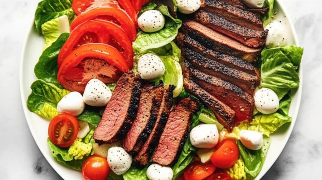 Caprese Salad with Grilled Flank Steak