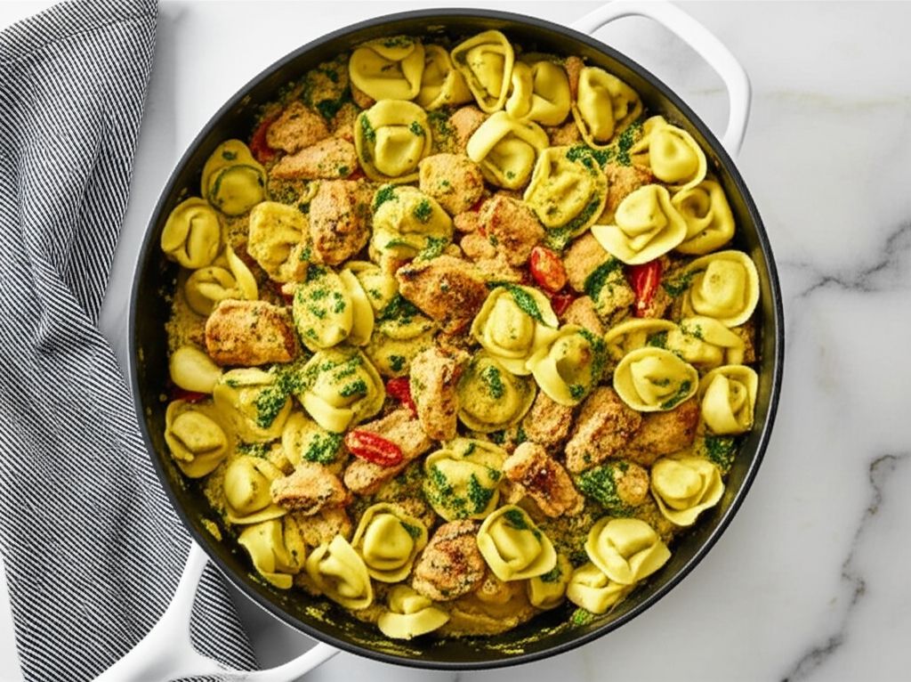 Chicken and Tortellini Pesto Skillet