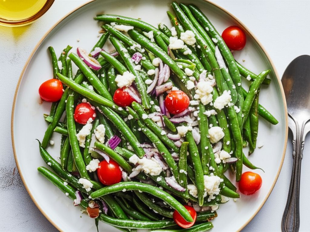 Cold Green Bean Salad with Feta and Cherry Tomatoes