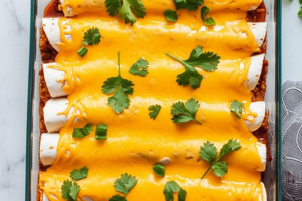 Creamy Cheddar Beef Enchiladas
