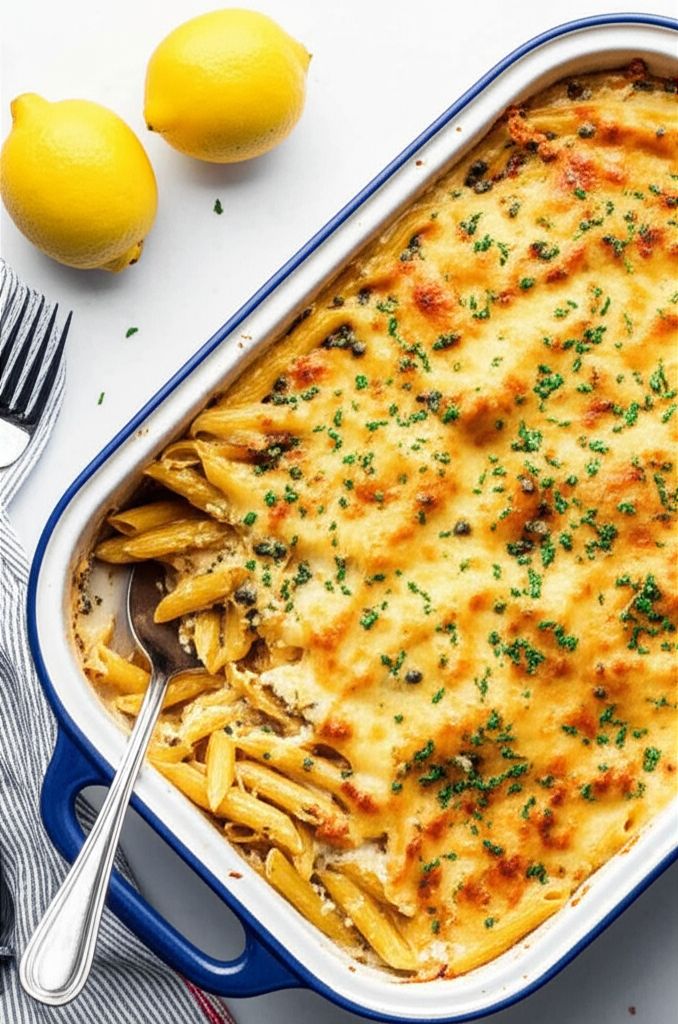 Creamy Chicken Piccata Pasta Bake