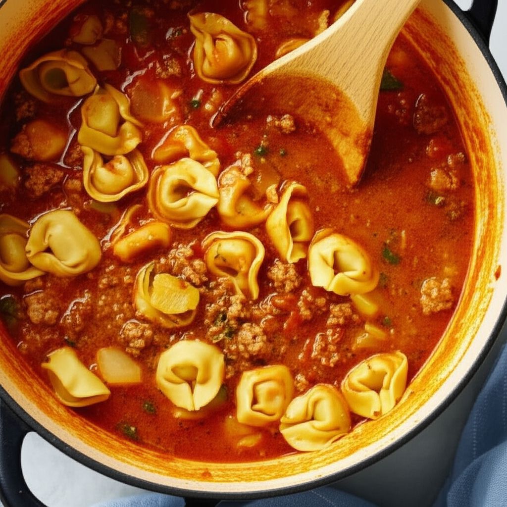 Creamy Tortellini Soup with Spinach and Boursin