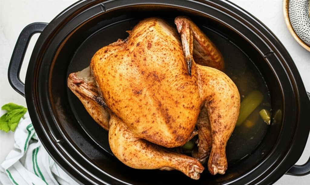 Dill Pickle Slow Cooker Whole Chicken