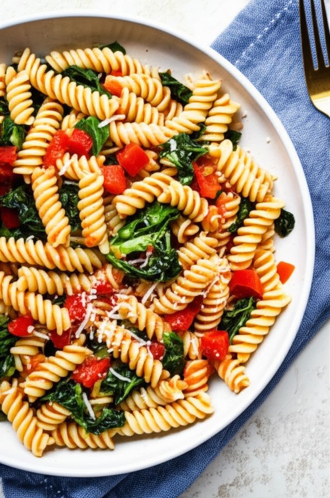 Fusilli with Rapini (Broccoli Rabe), Garlic, and Tomato Wine Sauce