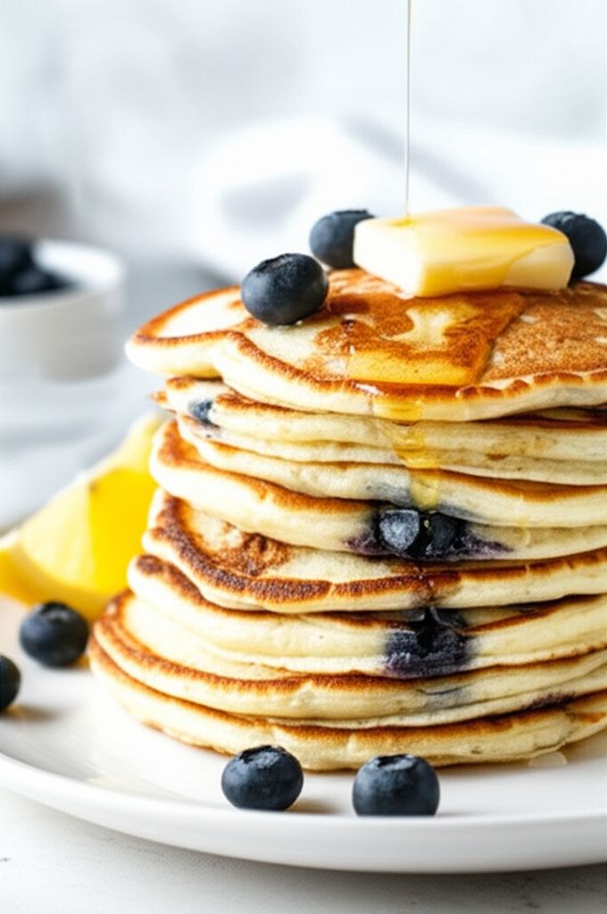 Greek Yogurt Blueberry-Lemon Pancakes