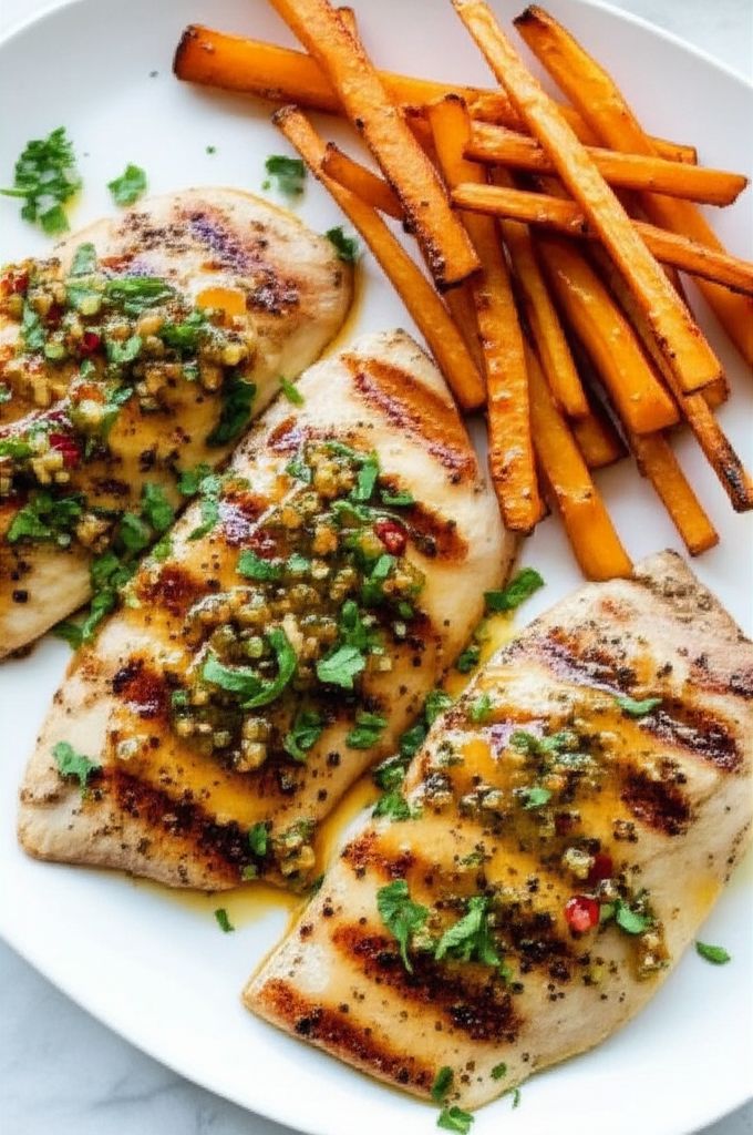Grilled Sea Bass with Chili-Lime Dressing