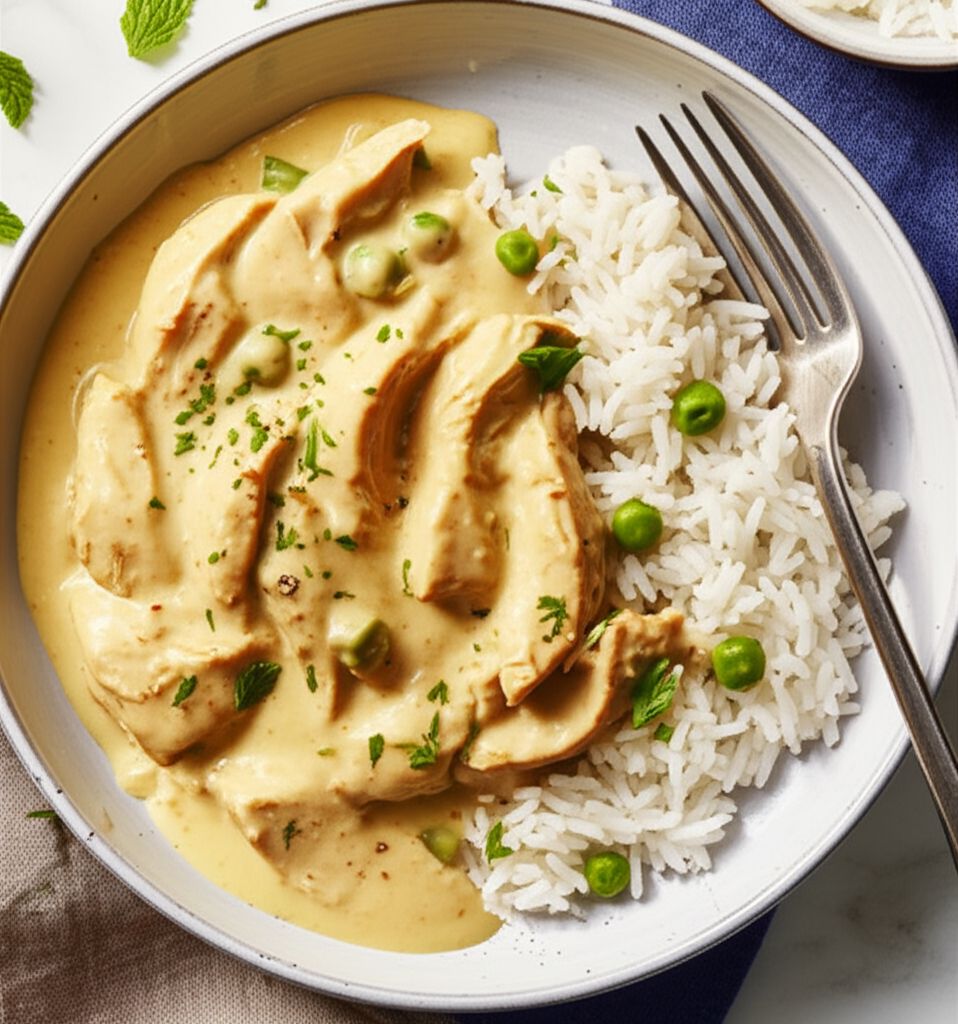 Healthier Slow Cooker Chicken Stroganoff