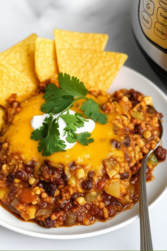 Instant Pot® Cheesy Mexican Lentils and Rice