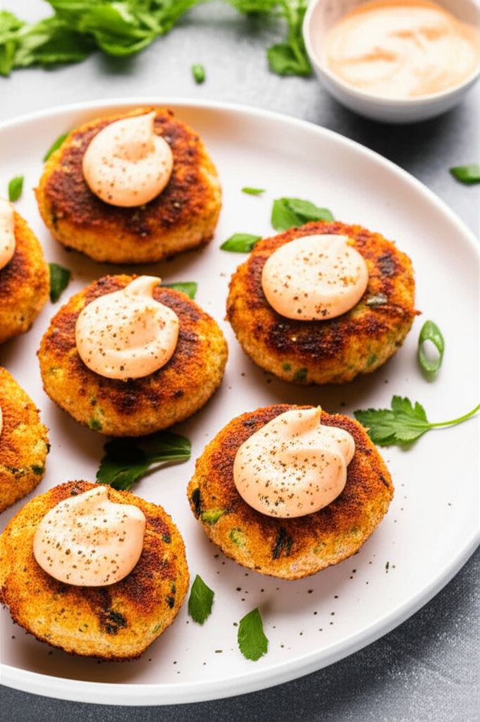 Keto Air Fryer Salmon Cakes with Sriracha Mayo