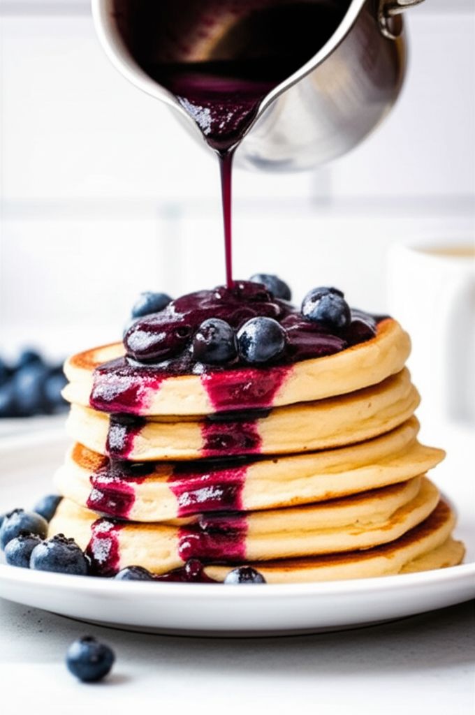 Lemon Ricotta Pancakes with Blueberry Sauce