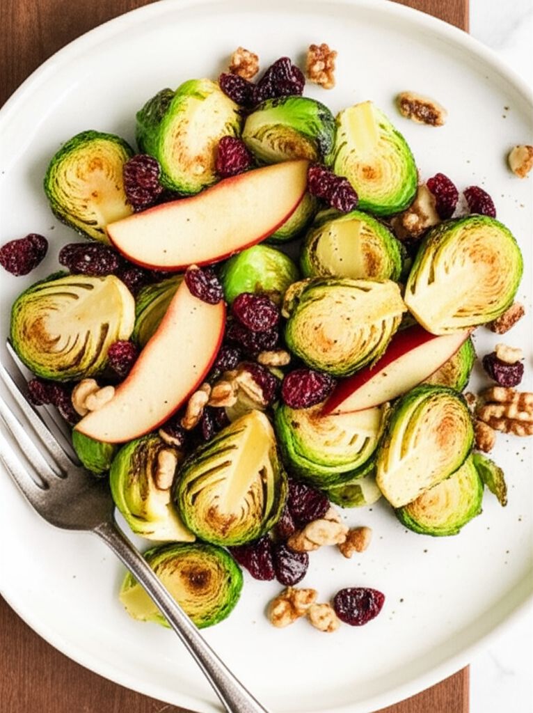 Maple-Roasted Brussels Sprouts with Apples and Cranberries