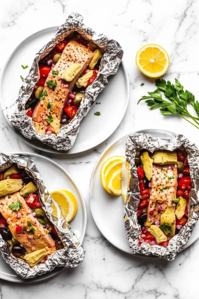 Mediterranean Salmon Baked in Foil
