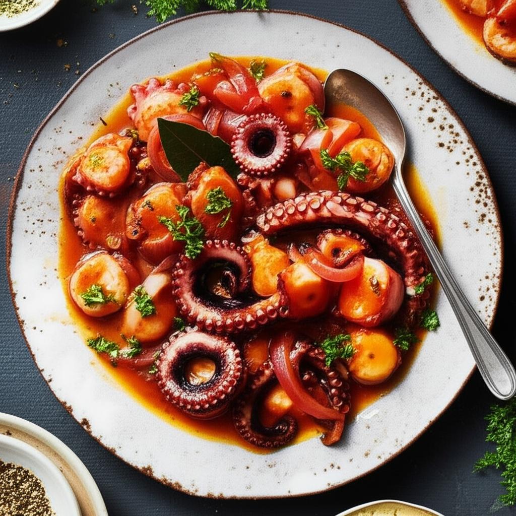 Octapodi Kokkinisto (Greek Octopus in Tomato Sauce)