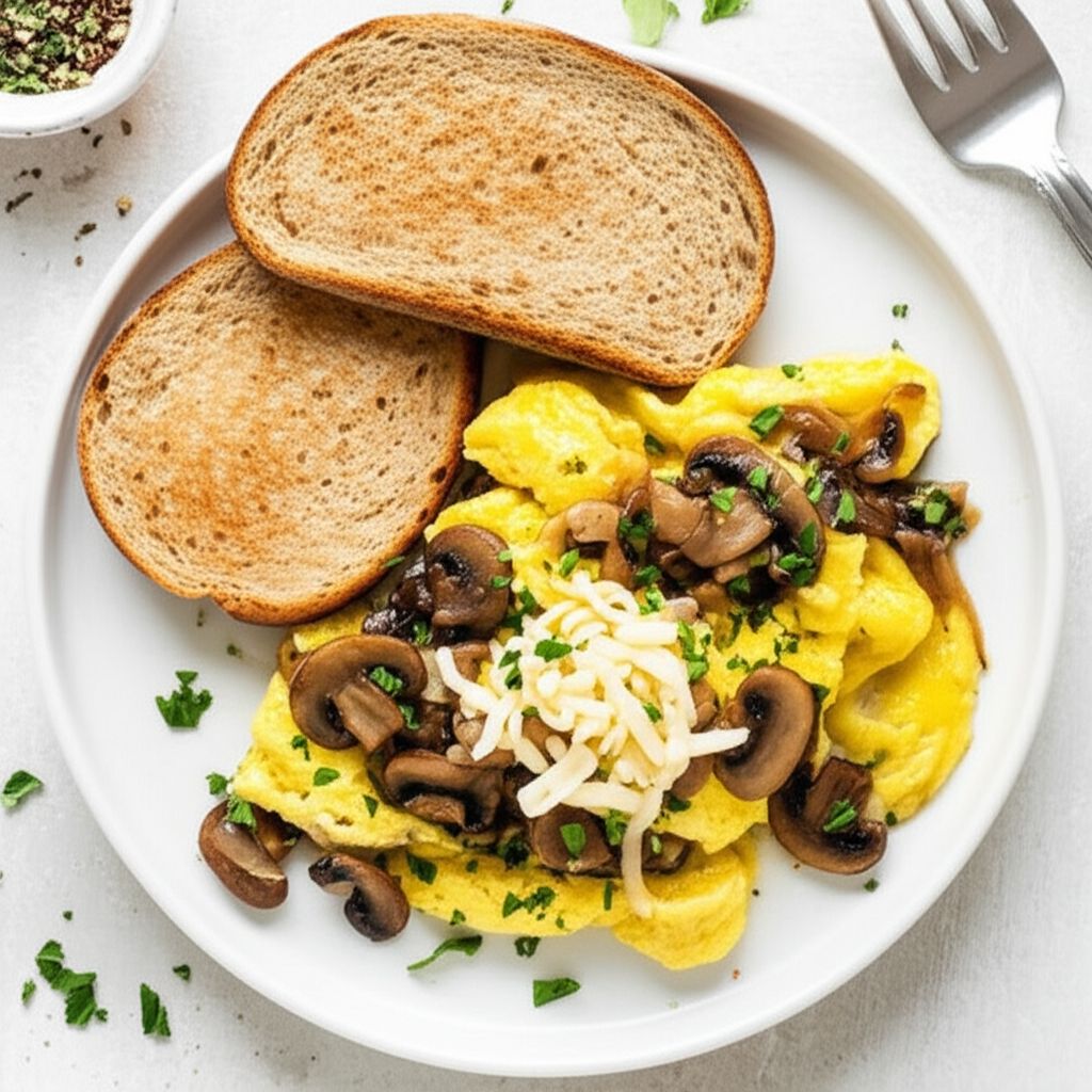 Onion and Mushroom Scrambled Eggs
