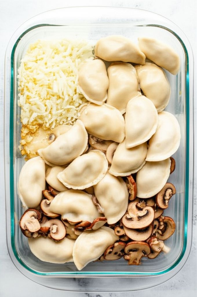 Pierogie and Mushroom Casserole