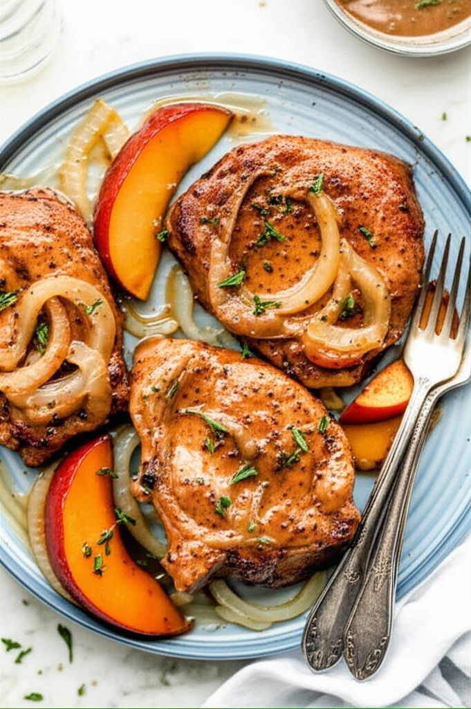 Pork Chops with Apples, Onions, and Sweet Potatoes
