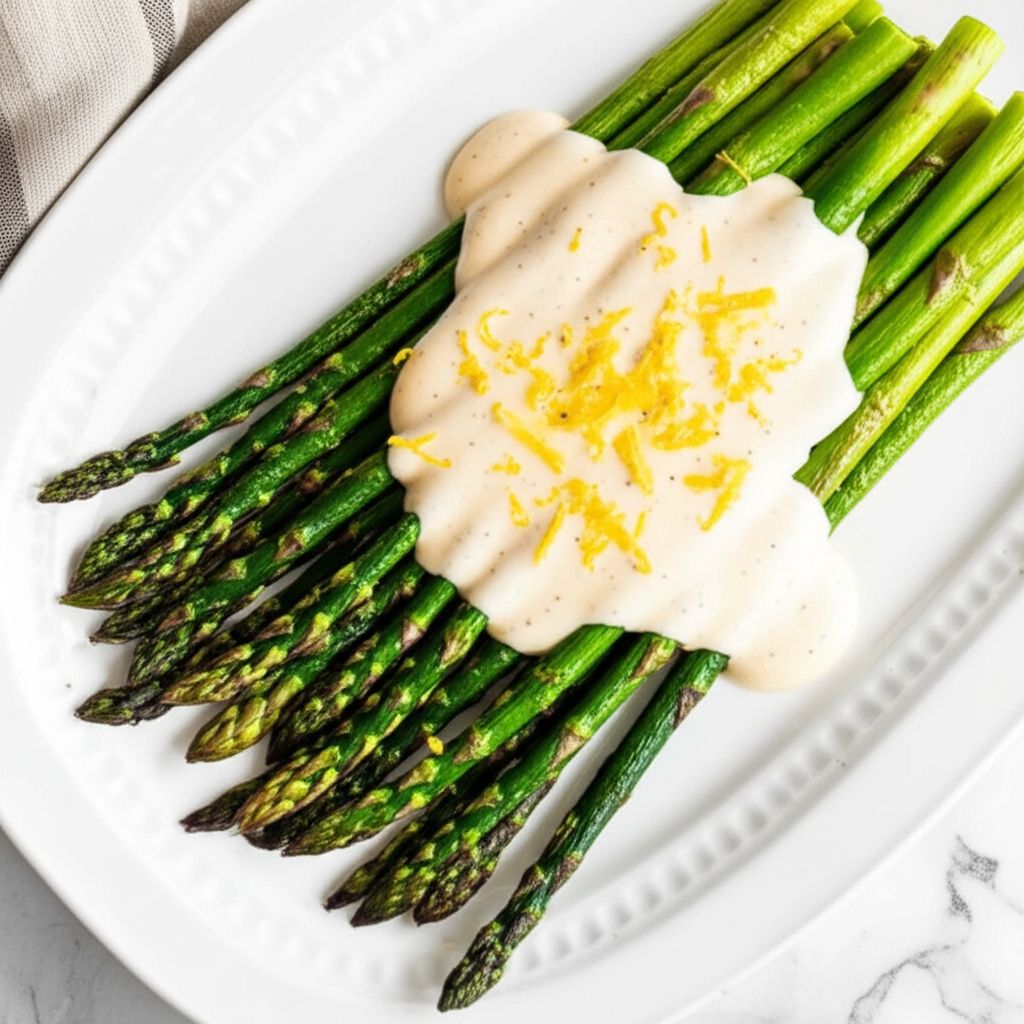 Roasted Asparagus with Parmesan Cream Sauce