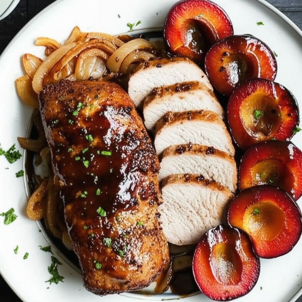 Roasted Pork Tenderloin with Fresh Plum Sauce