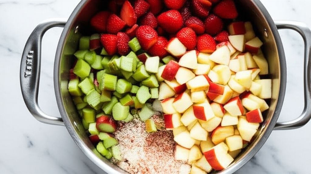 Rosy Strawberry Rhubarb Applesauce