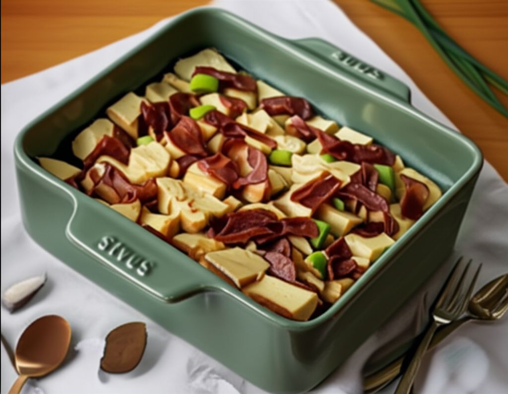 Savory Leek and Bacon Bread Pudding