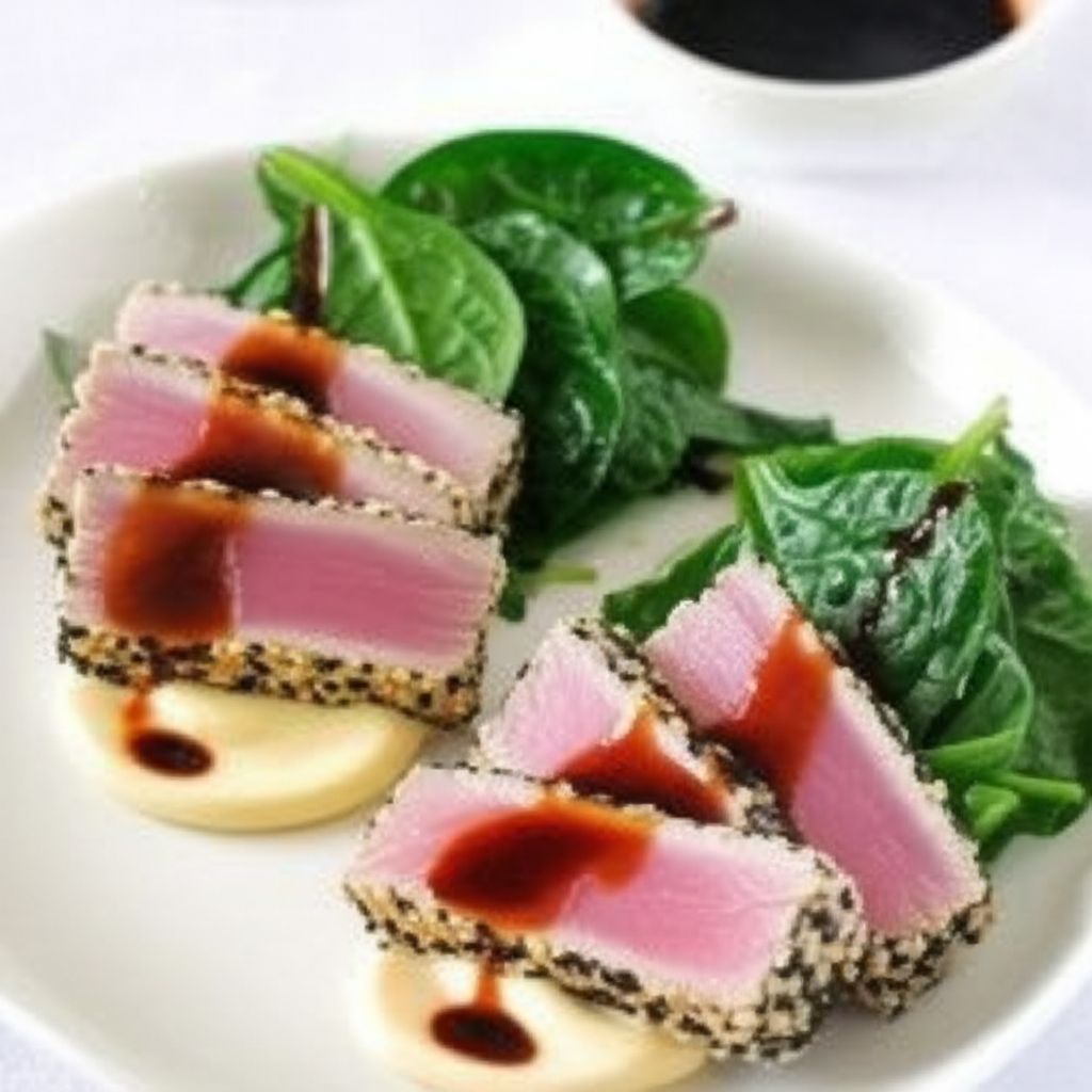 Sesame Seared Tuna and Sushi Bar Spinach Salad