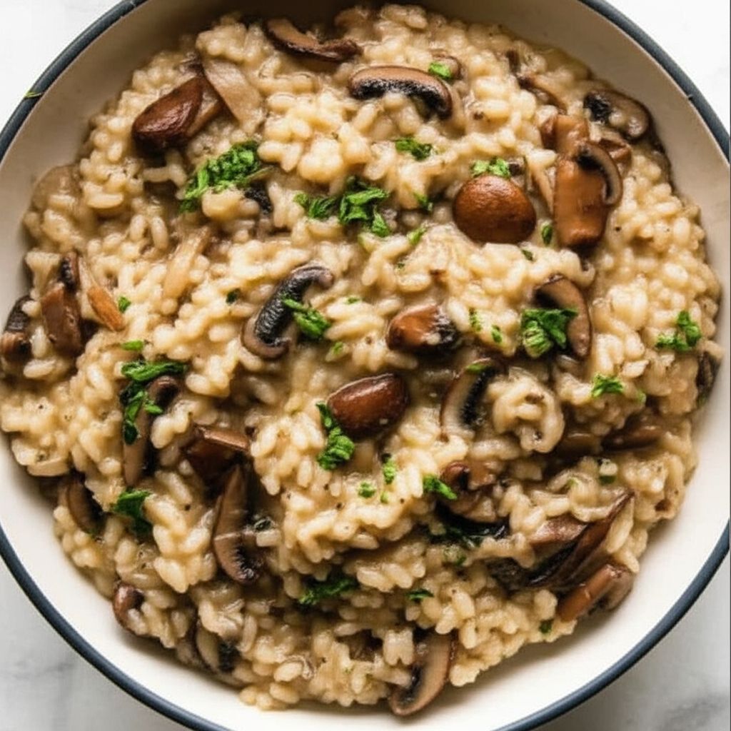 Shiitake and Baby Bella Mushroom Risotto