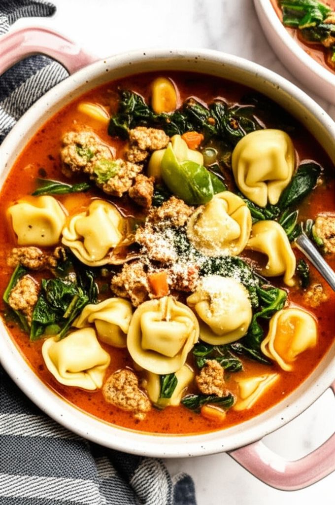 Slow Cooker Sausage Tortellini Soup