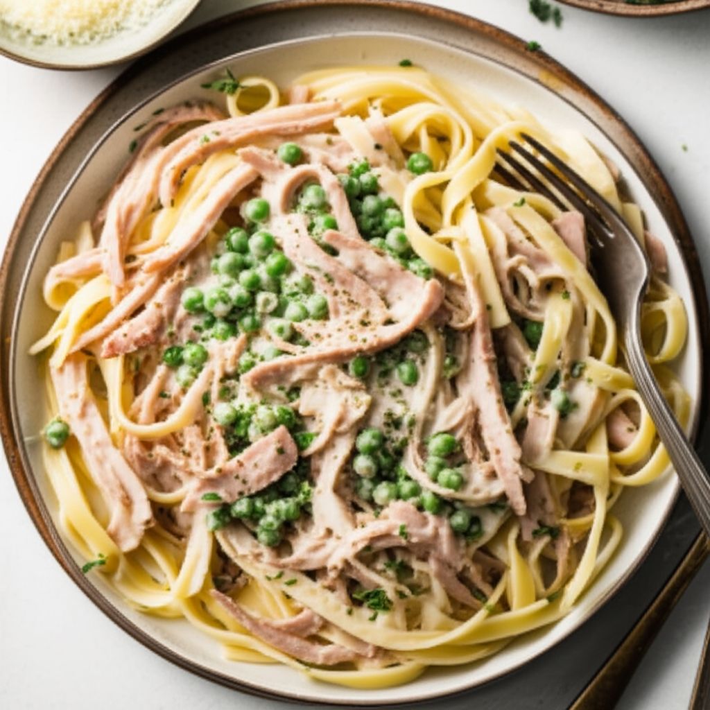 Smoked Turkey and Spring Pea Fettuccine